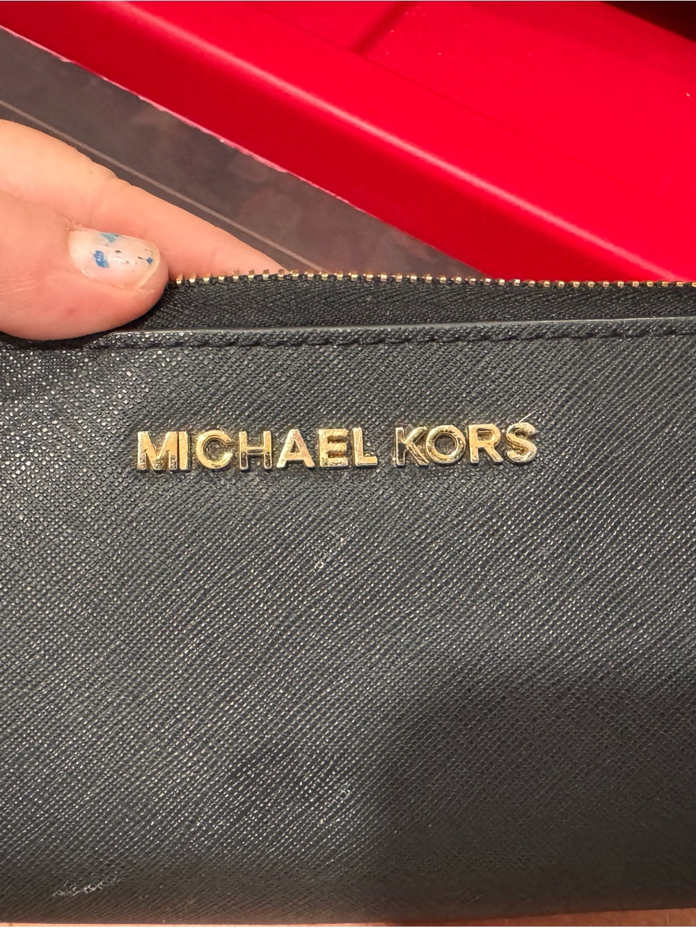 Michael Kors Black Toiletry Pouch with Gold Logo